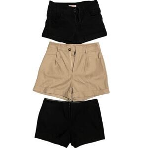 Bundle of 3 Shorts Size 4- Black Denim, Black Banana Republic, Tan Dress Shorts